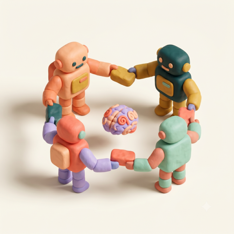 Agentic AI Workflow Build — clay illustration