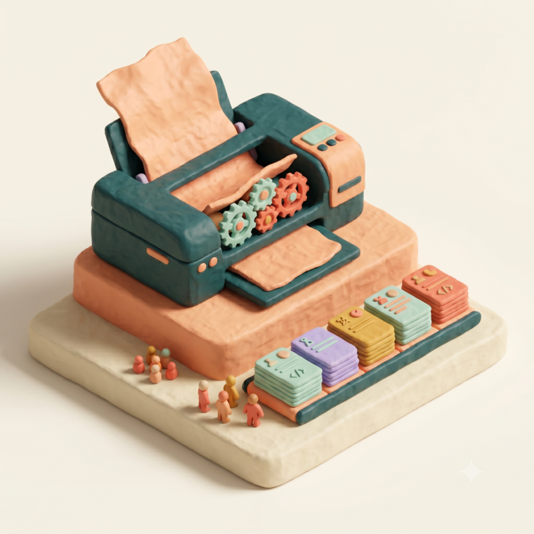 Document Intake + AI Assistant — clay illustration